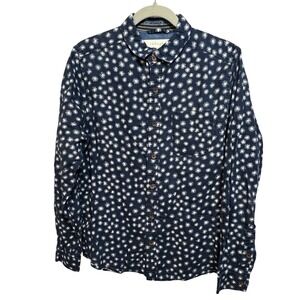 Thought Mens Navy Blue Hemp Organic Cotton Sunburst Print Long Sleeve Shirt S